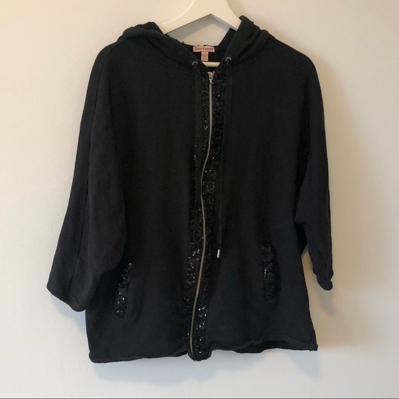 juicy Couture Black Sequin Zip Up Hoody. - Picture 10 of 10